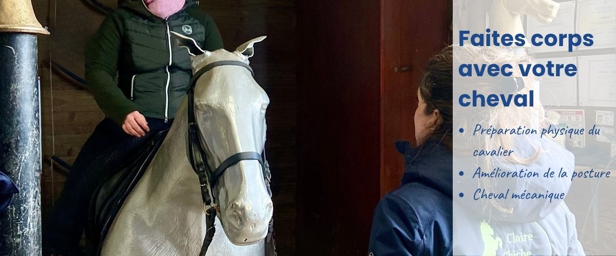 Faire corps avec son cheval en se préparant physiquement, en améliorant sa posture grâce au cheval mécanique.